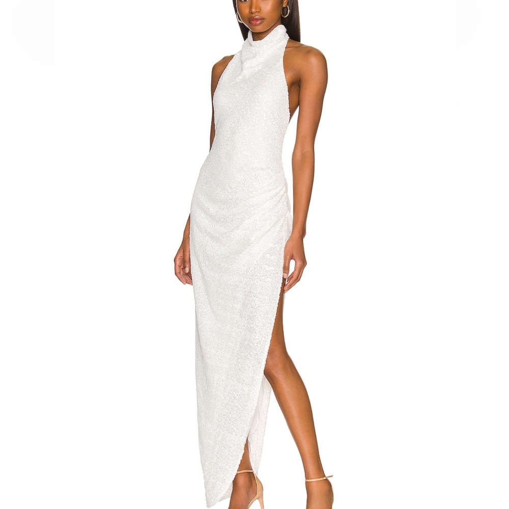 Amanda Uprichard Samba Gown White Sequin